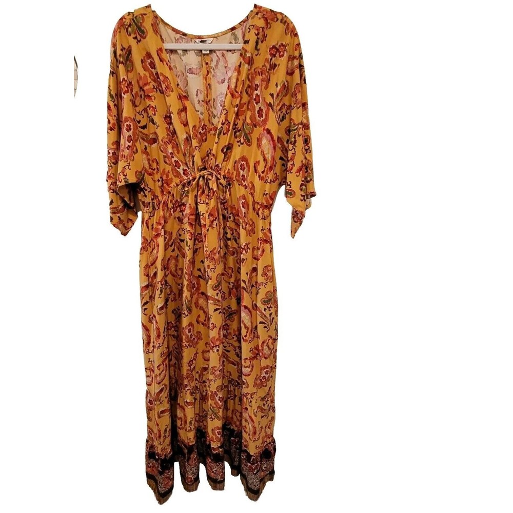 Cato 1946 Boho Maxi Dress XL Multicolor Paisley Yellow Red